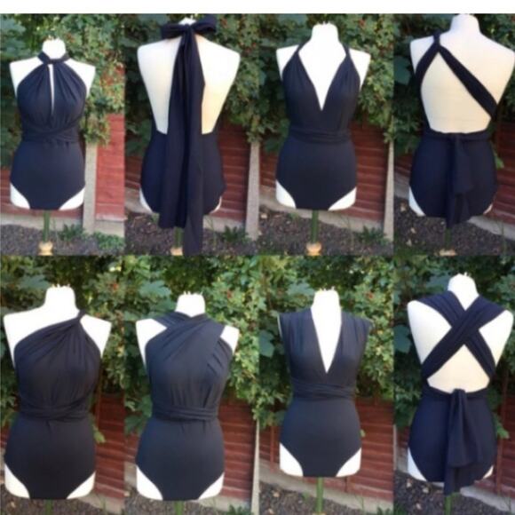 Nicole Miller Convertible Plunging Halter One-piece Bathing Suit NWOT - Picture 3 of 3